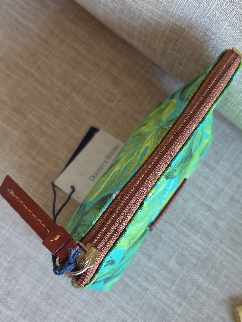 Dooney & Bourke Small Cosmetic Makeup Case. Monstera Palm Print, Green. - Picture 8 of 10